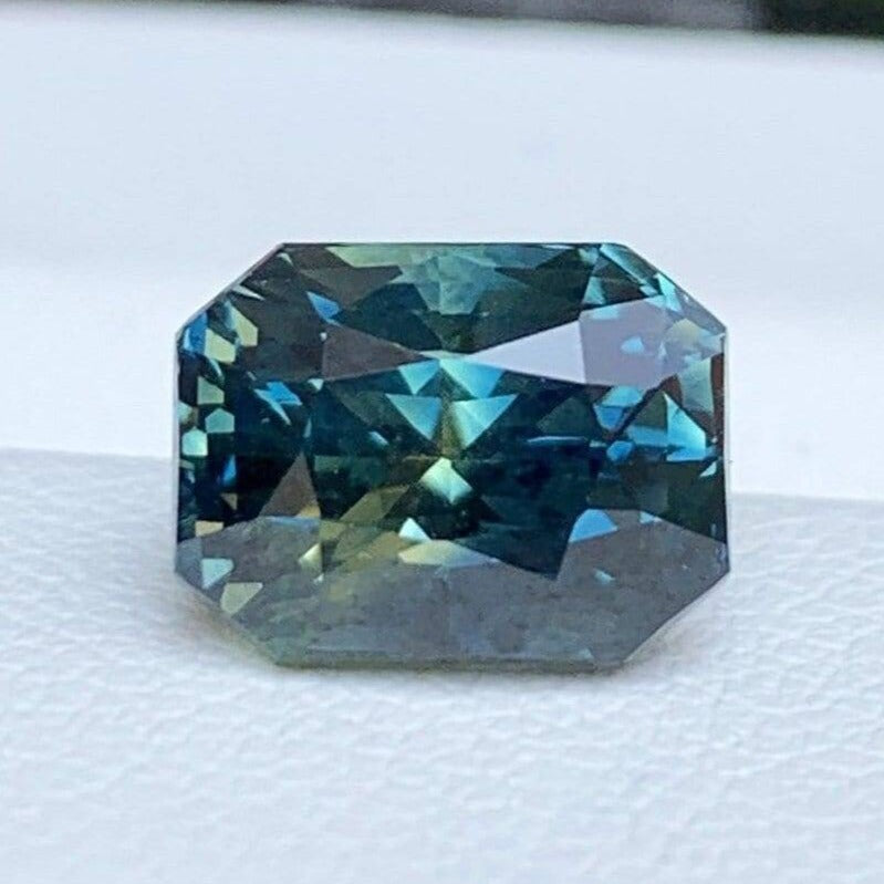 Unheated Peacock Teal Sapphire Engagement Ring, 4.02 Cts, Earth-Mined & Ethically Sourced - Baza Boutique 
