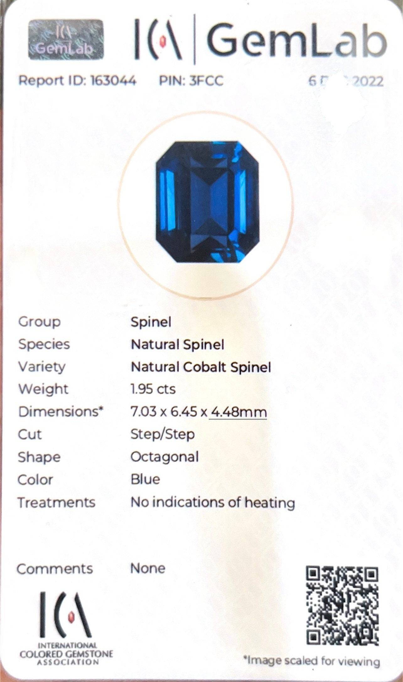 1.95 Cts Natural Cobalt Spinel - (UH) - Rare Mahenge Spinel - Baza Boutique 