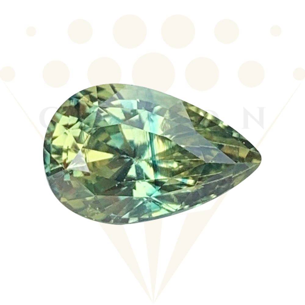 2.66 Cts Unheated Green Sapphire Pear Cut Ethically Sourced Natural Sapphire - Baza Boutique 