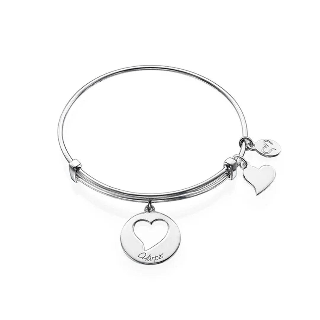 Initial Bangle - Custom Initial Bracelet - Contemporary Family Jewelry - Baza Boutique 