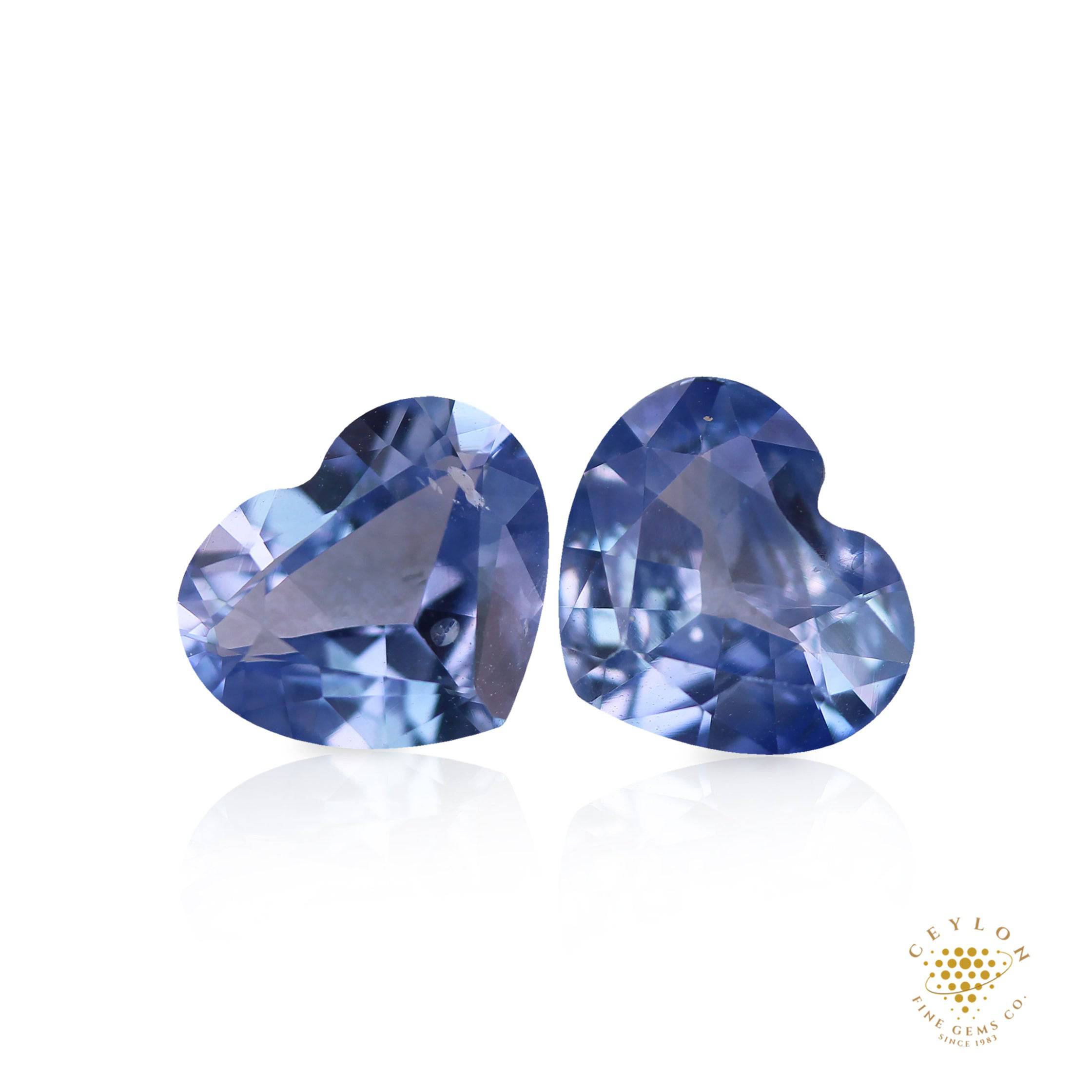 Blue Sapphire Pair 1.32/ 1.25 Carats,  Blue Sapphire , Blue Sapphire Earring , Earring Pair ,  Sapphire Pair - Baza Boutique 