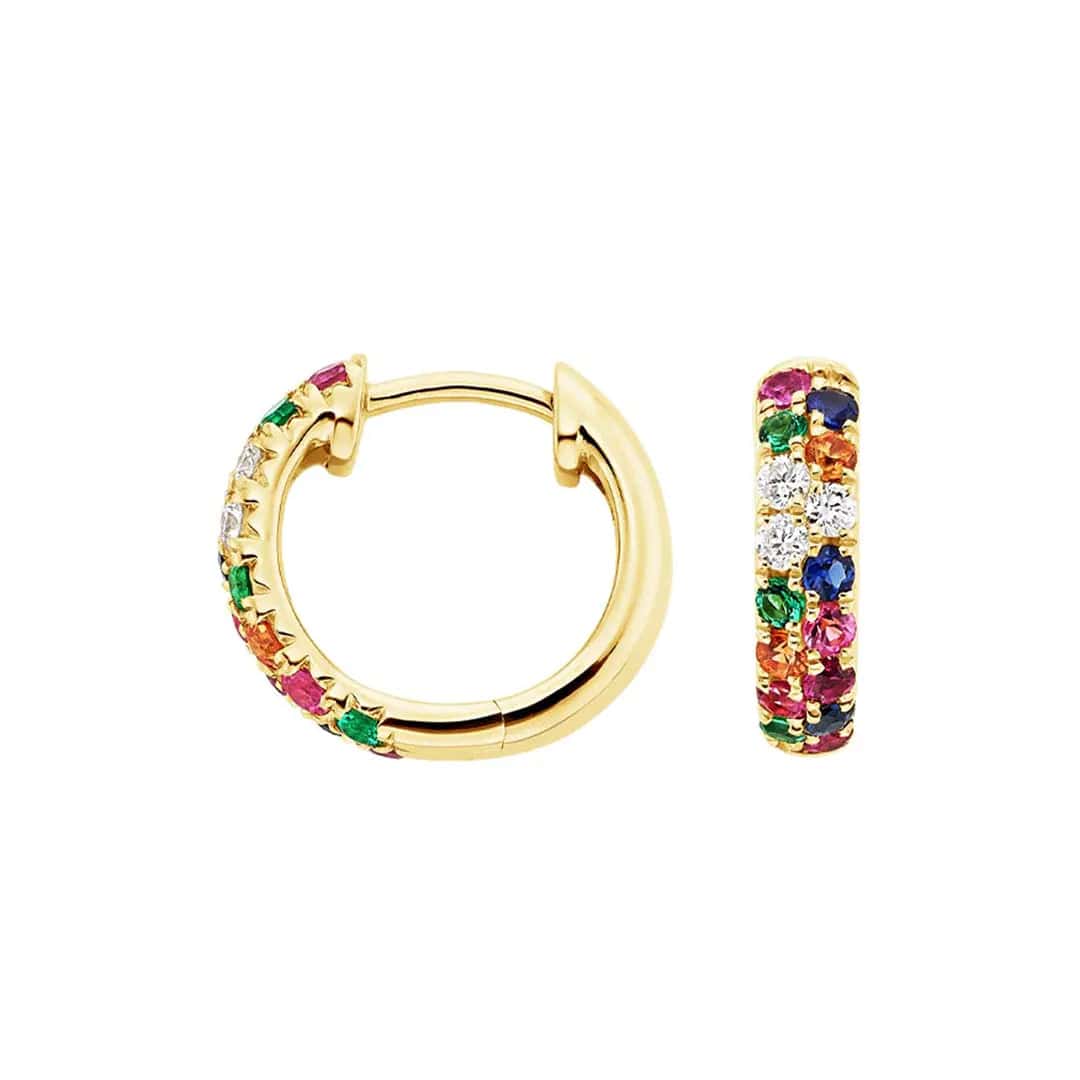 Rainbow Pocket Earring - Tiny Rainbow Hoop Earrings - Baza Boutique 