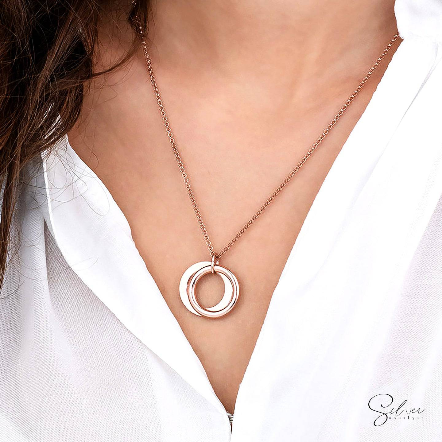 Double Bubble Necklace - Circle Necklace, For Her Jewelry - Baza Boutique 