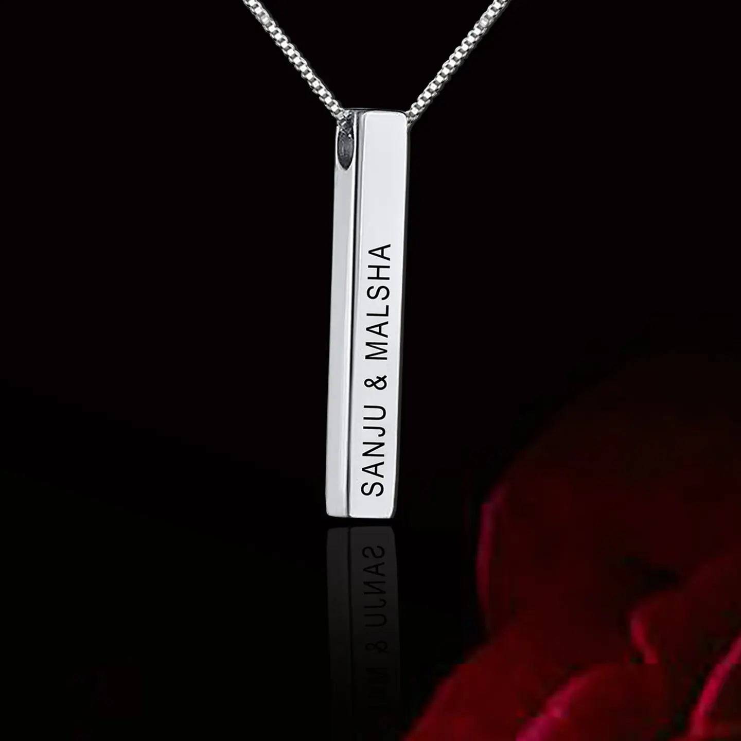 Engraved Bar Necklace: Handcrafted Customizable Jewelry for Him and Her - Baza Boutique 