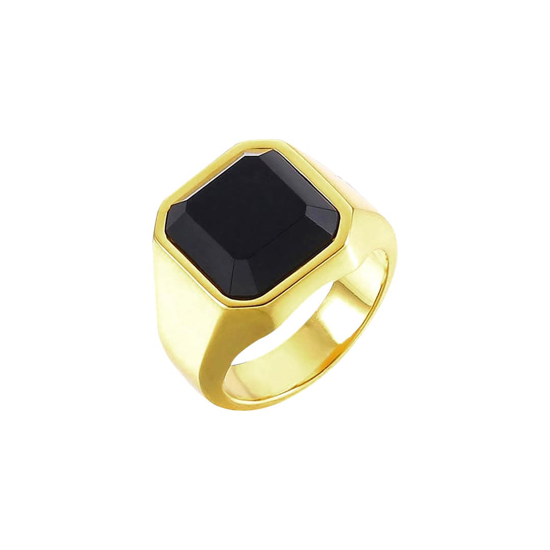 Gents Black Onyx Ring - Sterling Silver Men's Jewelry - Baza Boutique 