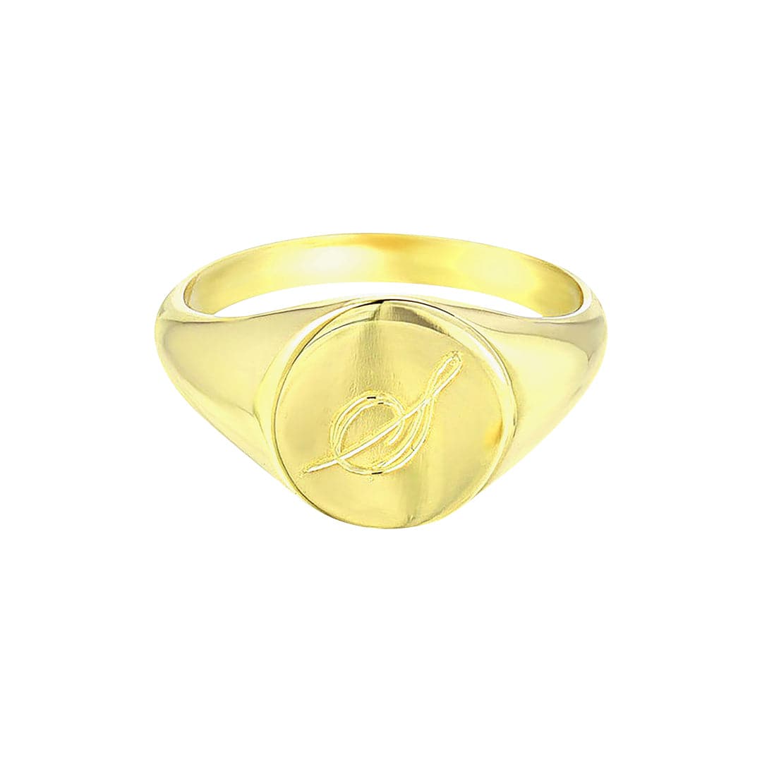 Vintage Signature Ring - Sterling Silver Men's Initial Engraved Ring - Baza Boutique 