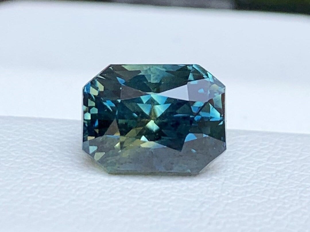 Unheated Peacock Teal Sapphire Engagement Ring, 4.02 Cts, Earth-Mined & Ethically Sourced - Baza Boutique 